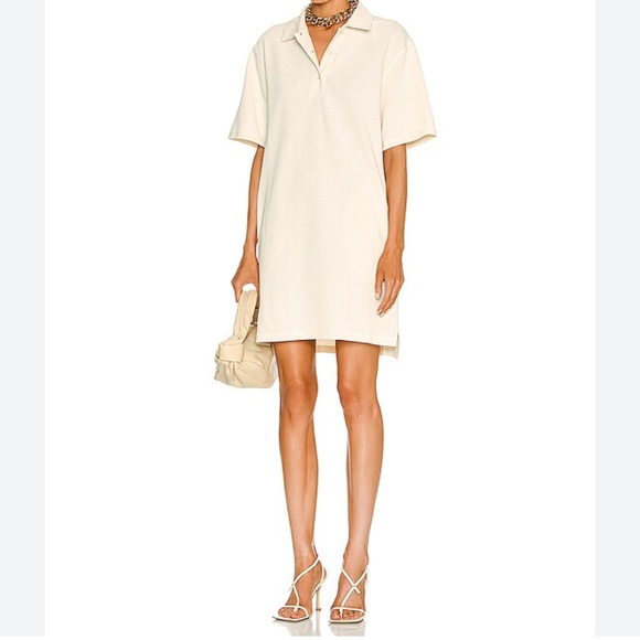 HELMUT LANG Waffle Polo Dress Size Small Color: Winter White - Picture 3 of 14